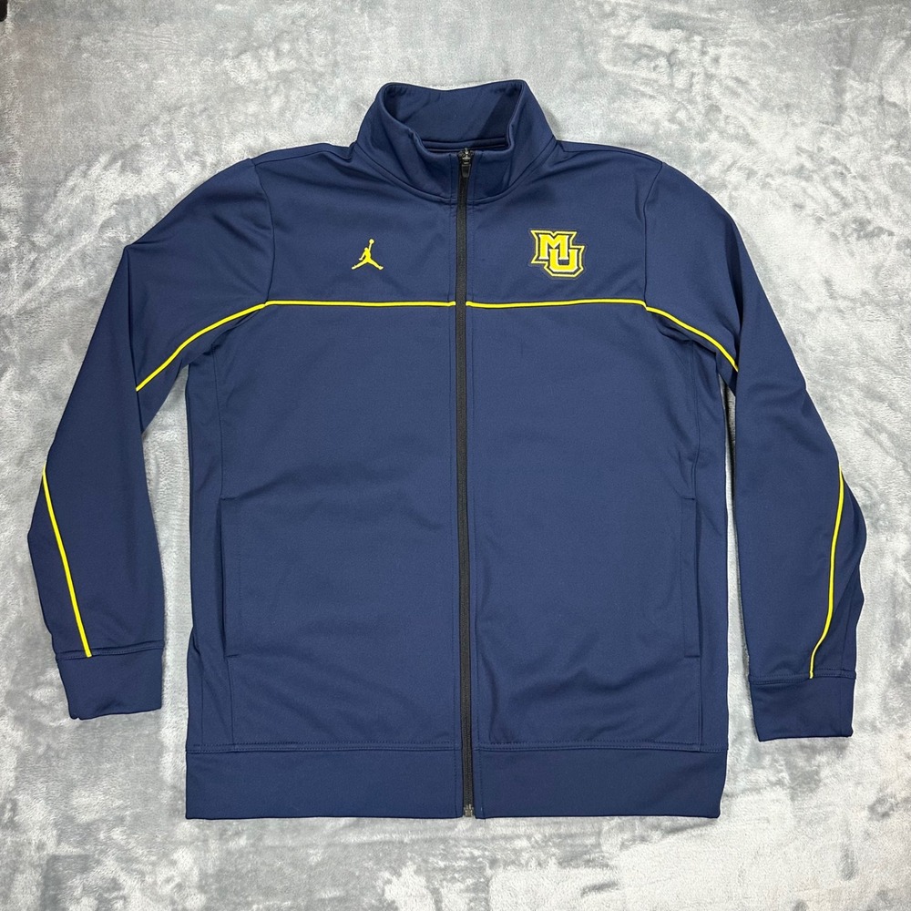 Jordan Marquette Golden Eagles Track Jacket Mens Large Navy Blue Full Zip CQ1592